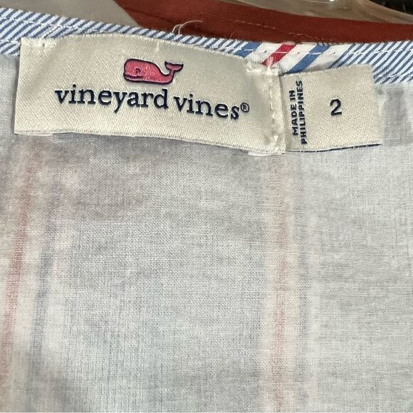 Vineyard Vines Stripped V-Neckline Waist Wrap Blue White Red Mini Dress Sz 2 - Picture 12 of 13